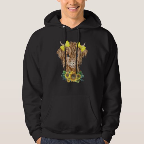 Highland Cow With Sunflowers Hoodie