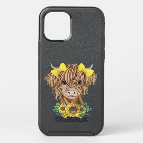 Highland Cow With Sunflowers  OtterBox Symmetry iPhone 12 Pro Case