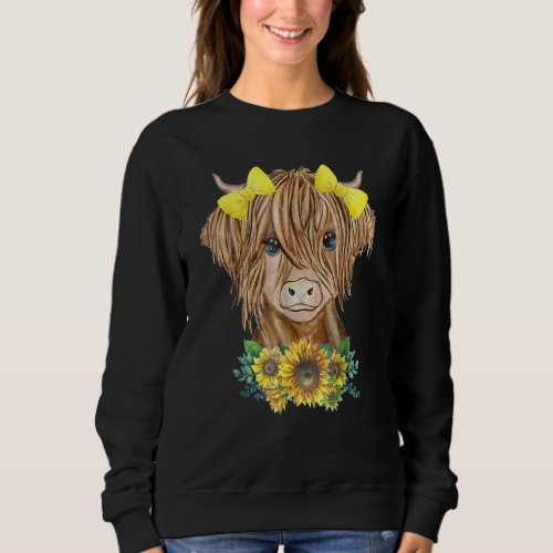 Highland Cow With Sunflowers Sweatshirt