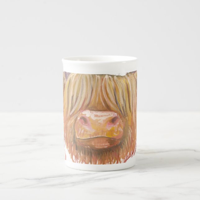 Highland Cow zoom nose bone china mug (Front)