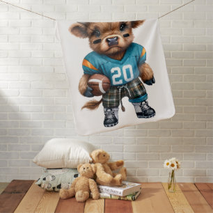 Highland Cows and Football Baby Blanket