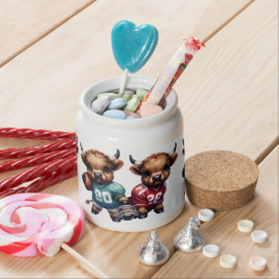 Highland Cows and Football Candy Jar