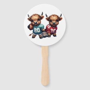 Highland Cows and Football Hand Fan