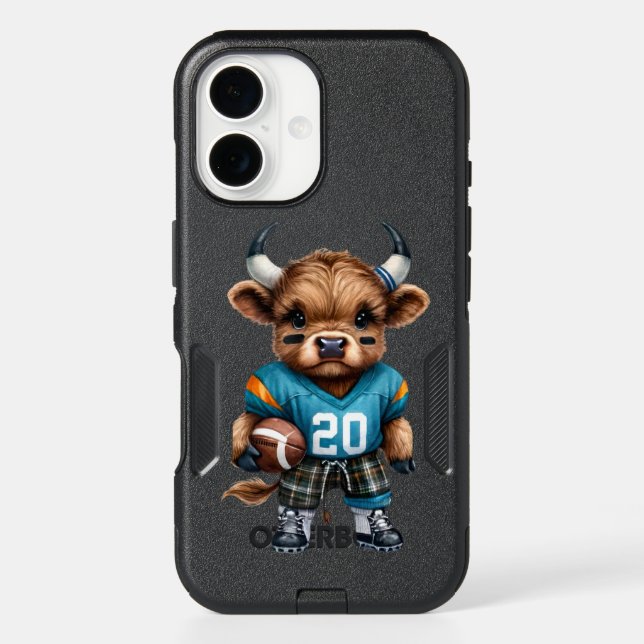 Highland Cows and Football Otterbox iPhone Case (Back)