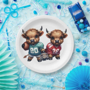 Highland Cows and Football Paper Plates