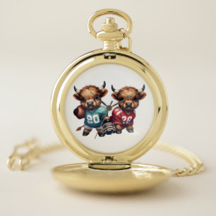 Highland Cows and Football Pocket Watch