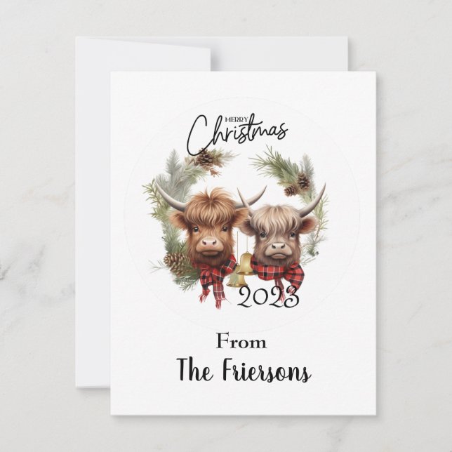 Highland Cows Christmas Card (Front)