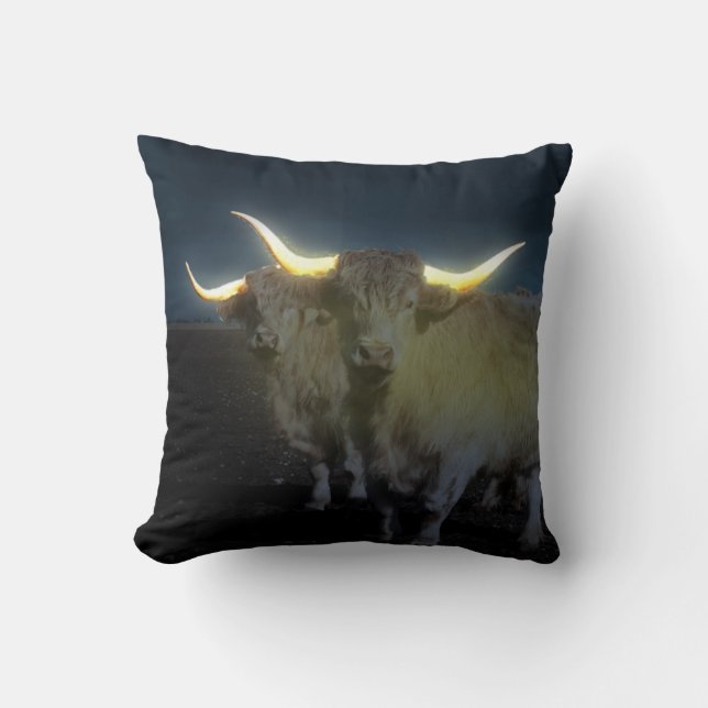 Highland Cows Glowing In The Dark, Cushion (Front)