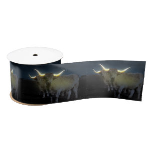 Simple Gold white Large Cow Spots Animal Pattern Grosgrain Ribbon