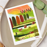 Highland Cows Hello Postcard<br><div class="desc">This cute Highland Cows Hello Postcard design features original art of Autumn trees,  rolling hills and adorable fluffy Highland cattle! Customize to add your own greeting to the front or leave it as "hello".   Add your name for a personal signature (or just leave it blank if you wish)!</div>