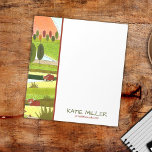 Highland Cows in Autumn Farm Field Notepad<br><div class="desc">Adorable highland cattle artwork makes this notepad stand out! Add your name and information to this sweet design. Great for cow lovers, kids and adults alike! This design is part of my 2021 Happy Places series, a collection of traveling vicariously through drawing! For more, visit my Happy Places category or...</div>