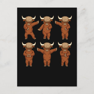 Highland Cows Lover Women Dancing Scottish Highlan Postcard