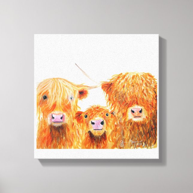 Highland Cows 'We 3 Coos' Box Canvas Print (Front)