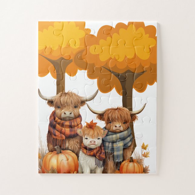 Highland Cows with Scarves Jigsaw Puzzle (Vertical)