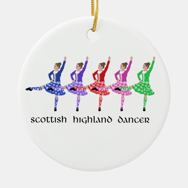 Highland Dance Line Ceramic Ornament (Front)