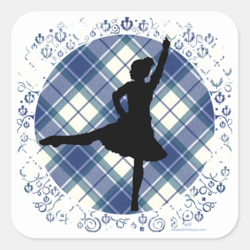 Highland Dancer Eildon Tartan Square Sticker
