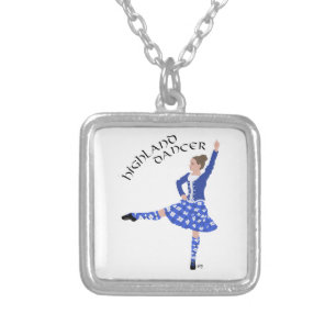 Highland Dancer in Blue Silver Plated Necklace