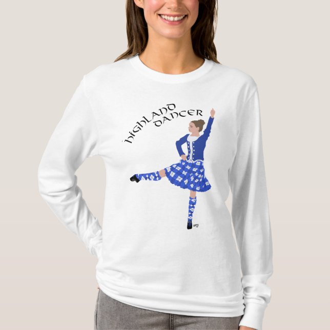 Highland Dancer in Blue T-Shirt (Front)