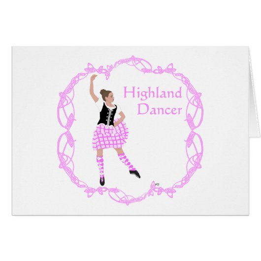Highland Dancer Pink Aboyne Cards (Front Horizontal)