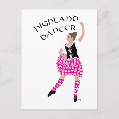 Highland Dancer Pink Postcard