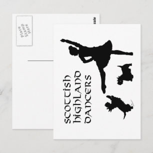 Highland Dancer Scottie Dogs Postcard
