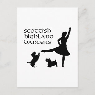 Highland Dancer Scottie Dogs Postcard
