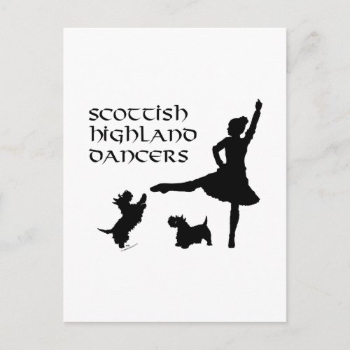 Highland Dancer Scottie Dogs Postcard