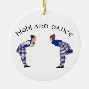 Highland Dancers Bow Ceramic Ornament