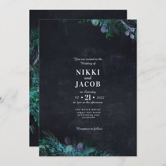 Highland Dark wedding invite simple (Front/Back)