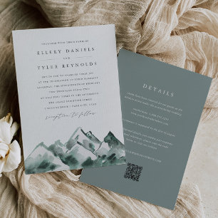 Highland   Double-Sided Mountain Range Wedding Invitation