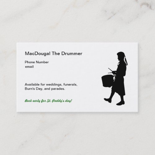 Highland Drumming Business Cards