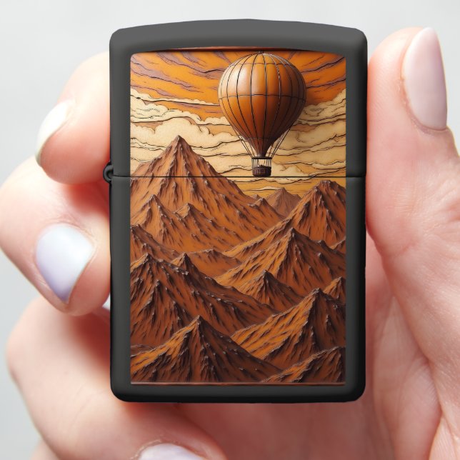 Highland Flight Over Rocky Peaks Zippo Lighter (In Hand)