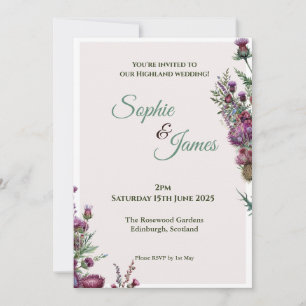 Highland Floral Thistle Wedding Invitation