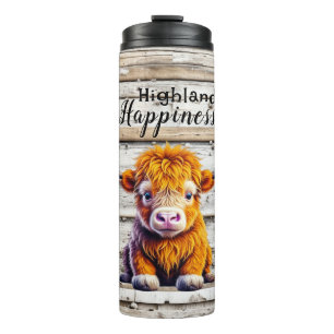Highland Happiness Cute Baby Cow Thermal Tumbler