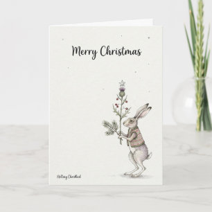 Highland Hare Scottish Christmas  Card