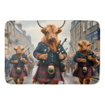 Highland Harmony:  Bagpipe Highland Cow Band  Bath Mat