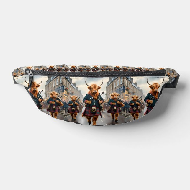 Highland Harmony:  Bagpipe Highland Cow Band  Fanny Pack (Lay Down)