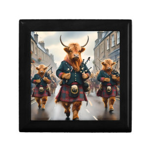 Highland Harmony: Bagpipe Highland Cow Band Gift Box
