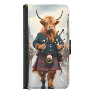 Highland Harmony: Bagpipe Highland Cow Band Samsung Galaxy S5 Wallet Case
