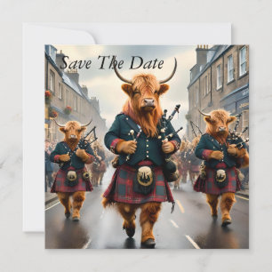 Highland Harmony:  Bagpipe Highland Cow Band  Save The Date