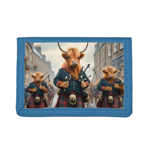Highland Harmony: Bagpipe Highland Cow Band Tri-fold Wallet