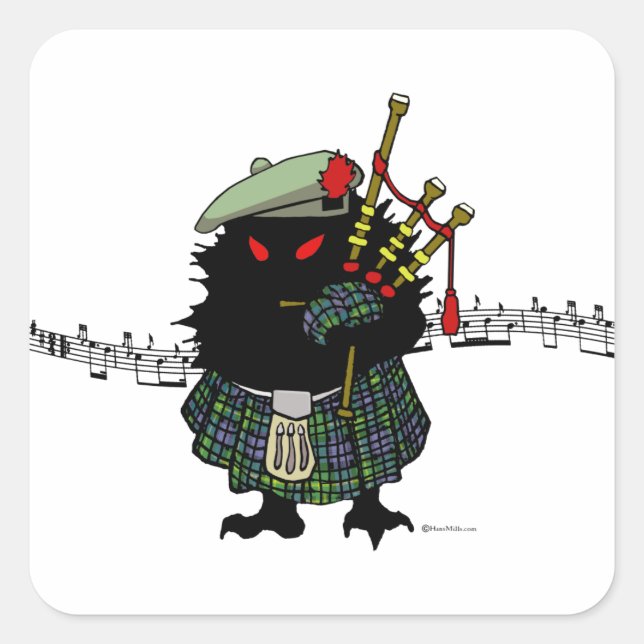 Highland Hedgehog Piper Square Sticker (Front)