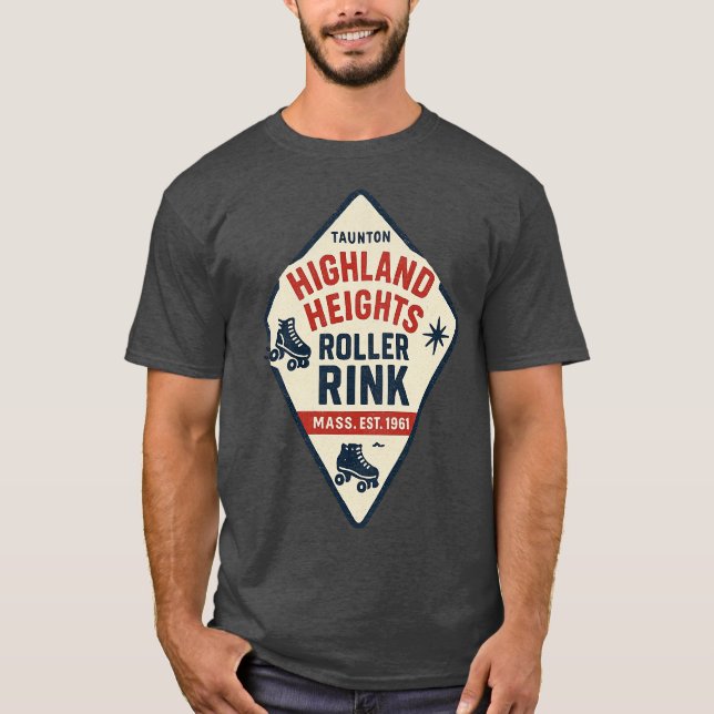 Highland Heights Roller Rink - Taunton, MA Retro R T-Shirt (Front)