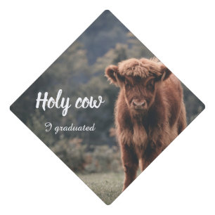 Highland holy cow calf I graduated Graduation Cap Topper
