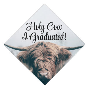 Highland holy cow I graduated portrait Graduation Cap Topper