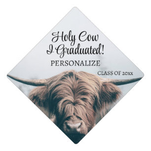 Highland holy cow I graduated portrait Graduation Cap Topper