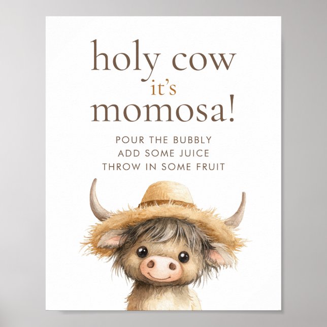 Highland Holy Cow Momosa Baby Shower Poster (Front)