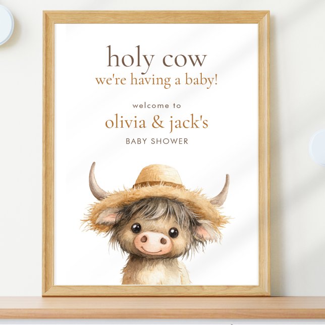 Highland Holy Cow Welcome to Baby Shower Poster (Creator Uploaded)