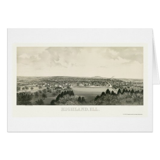 Highland, IL Panoramic Map - 1894 Cards (Front Horizontal)