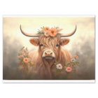 Highland in the Meadow with Flowers Decoupage